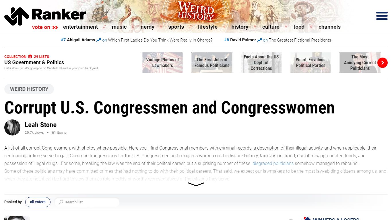 Congressional Corruption: List of all Corrupt Congressmen - Ranker