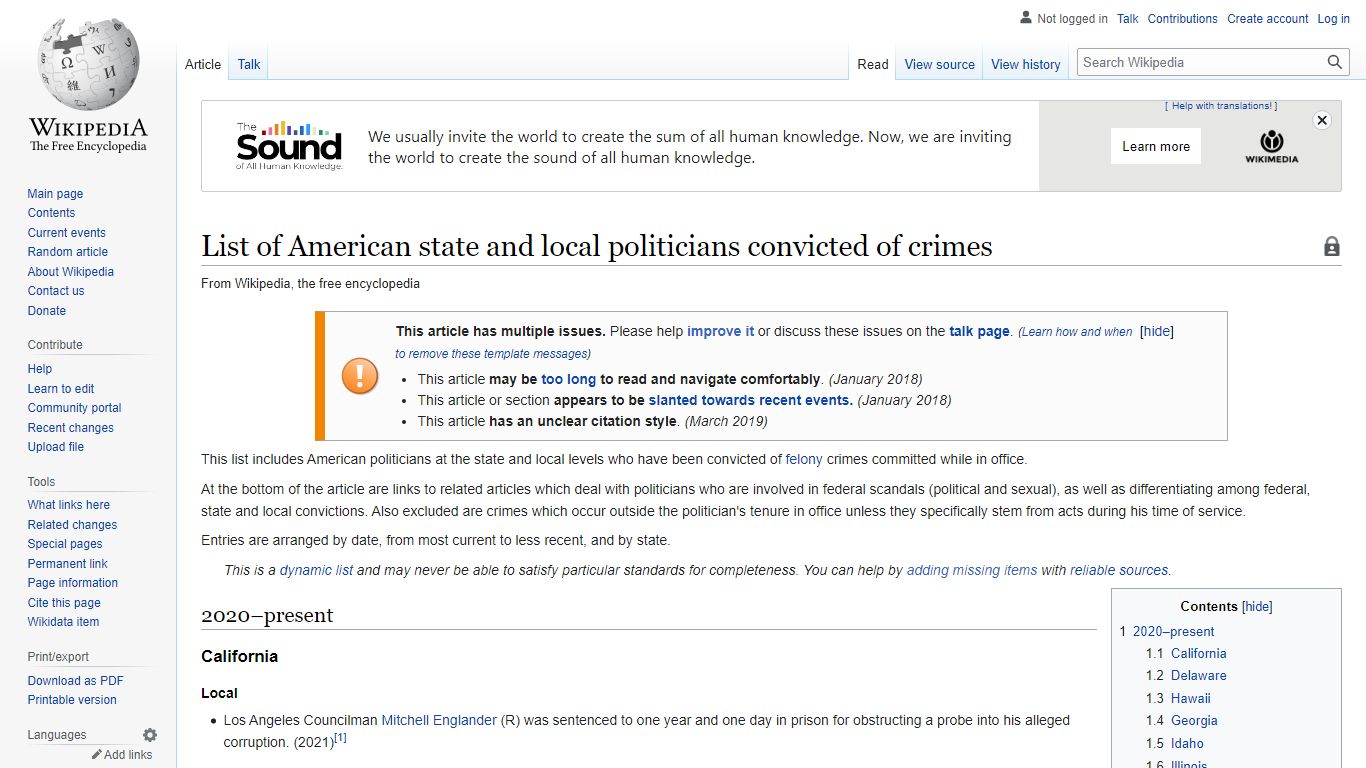List of American state and local politicians convicted of crimes